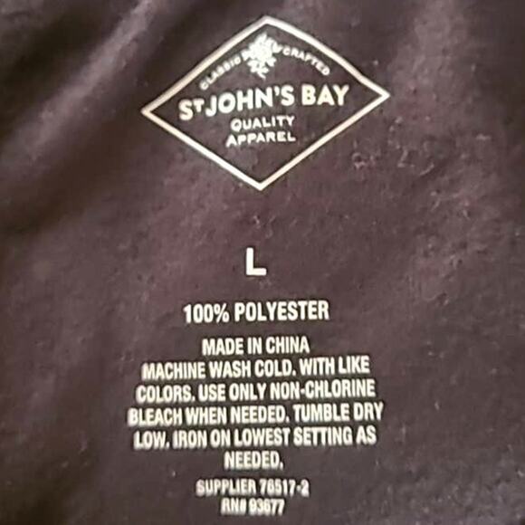 NWT St. John’s Bay Black Polar Fleece V-Neck Pullover Sweatshirt Size Large - Picture 3 of 5
